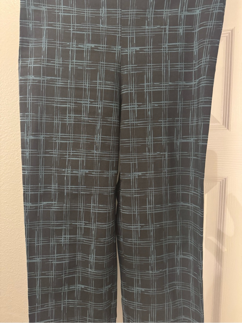 Counterparts Blue Pattern Stretch Pants with Teal Windowpane Plaid Size Small